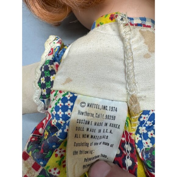 Vintage 1974 Mattel Red Hair Doll With Floral Patchwork Outfit READ - Picture 6 of 10